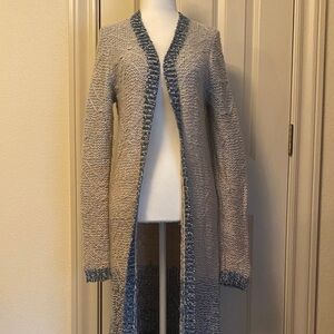 Moth Anthropologie Blue & Gray Long Duster Cardigan Size S
